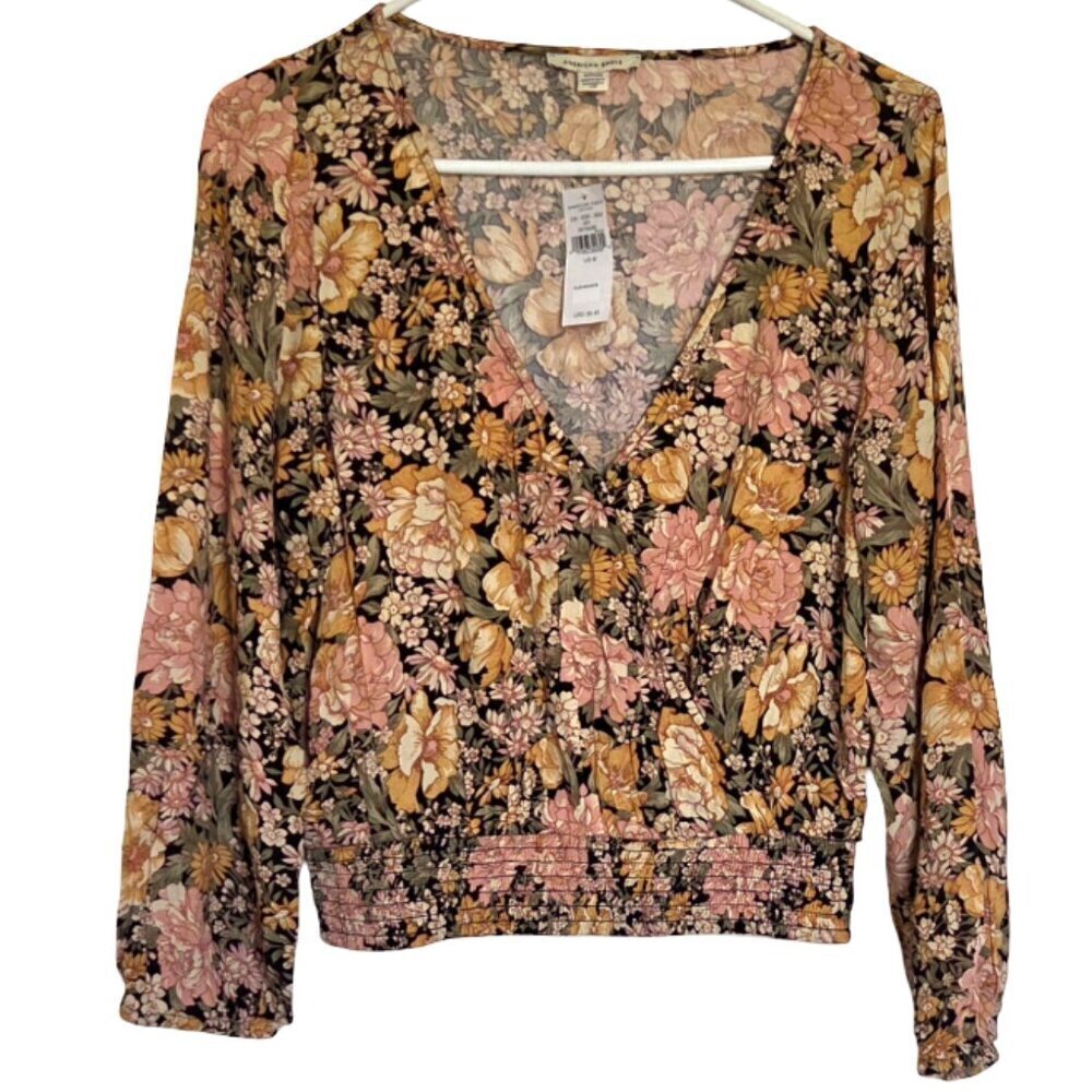 American Eagle Outfitters Women’s M Peasant Boho Blouse Crop Top Festival Preppy